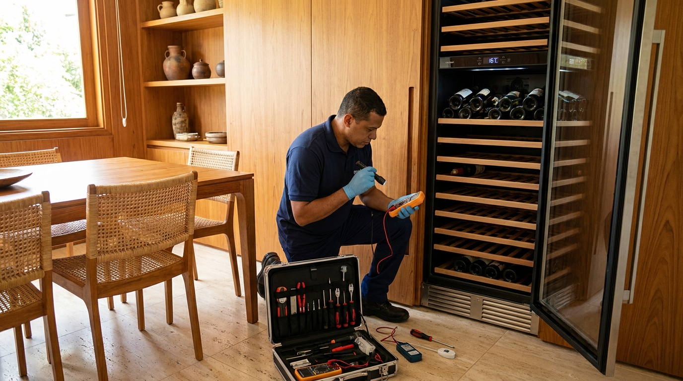 Substituição do termostato de uma adega climatizada na IAPI, Salvador‑BA