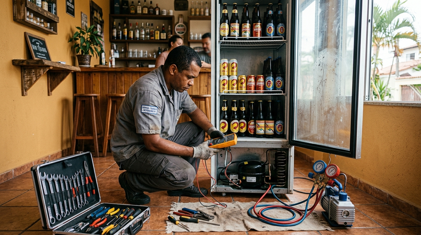 Substituição do termostato de uma cervejeira na IAPI, Salvador‑BA